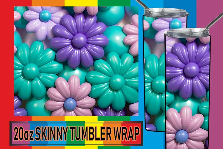 Colorful Petal Parade: Sublimation 3D Tumbler Wrap