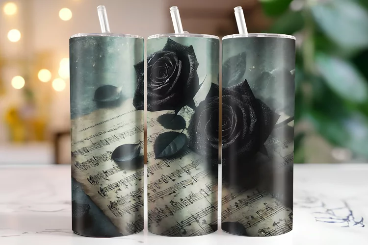 Black Rose Tumbler Wrap | Sublimation