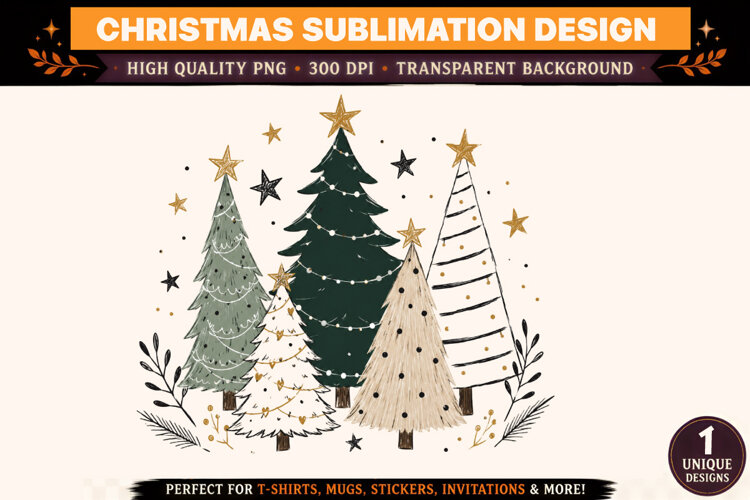 Christmas PNG, Christmas Tree Sublimation Design, Winter Eve example image 1