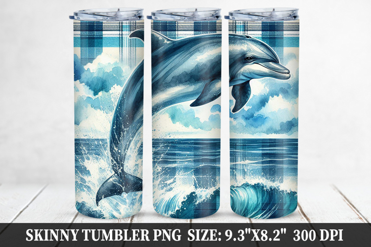 Dolphin Skinny Tumbler 20oz Wrap Design, Animal Tumbler Wrap