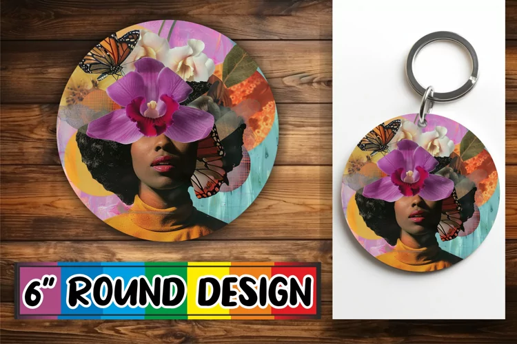 Artistic Black Woman Round Design Abstract Style PNG