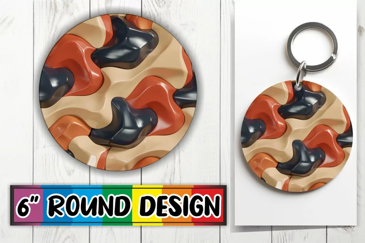 Chic 3D Puff Round Sublimation Keychain Patterns