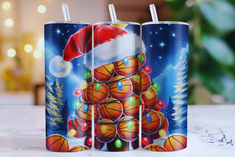 Merry Basketball Tumbler Wrap | Christmas Wrap