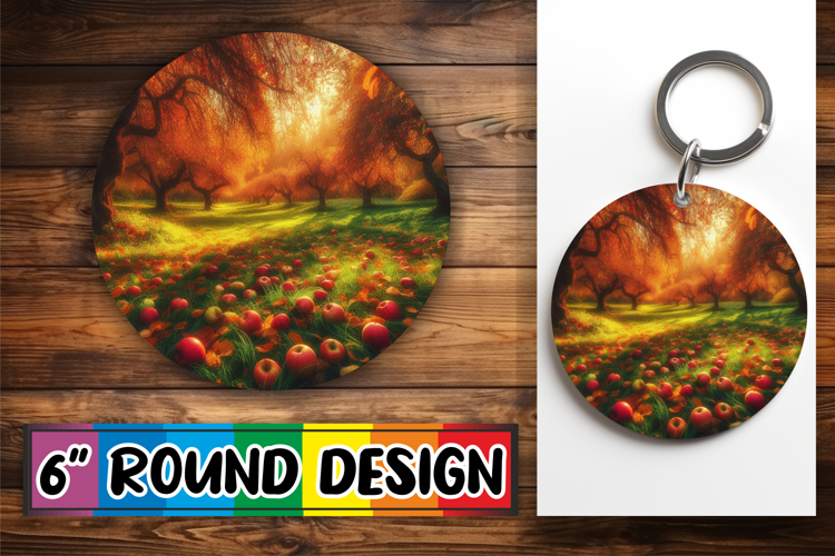 Whimsical Circle Keychain Design, Autumn