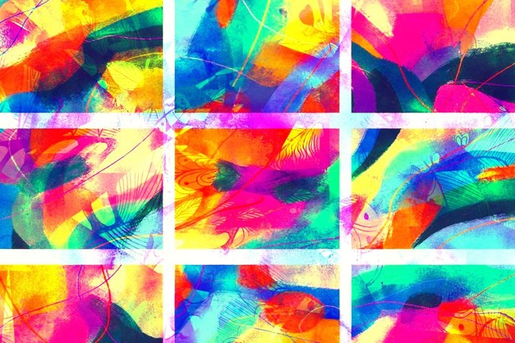 Psychedelic abstract hand drawing digital illustration, art