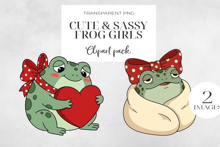 Cute Sassy Frog Girls PNG Clipart, Sublimation PNG.