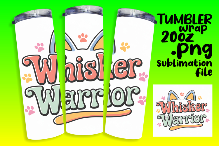 VIBRANT 20oz Tumbler Template for DIY , Cat Quote example image 1