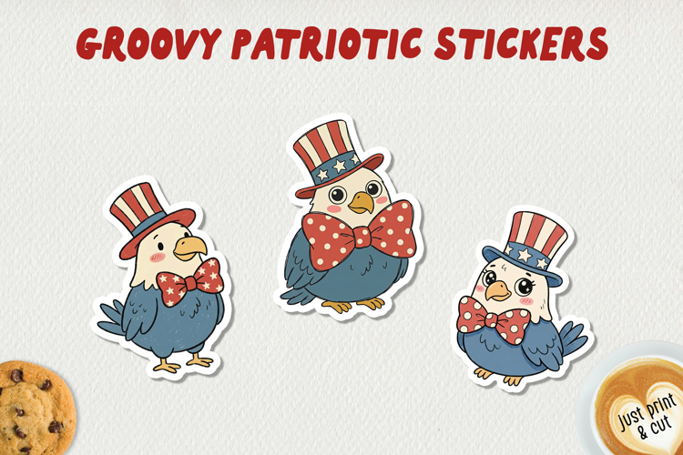 Groovy Patriotic Stickers PNG