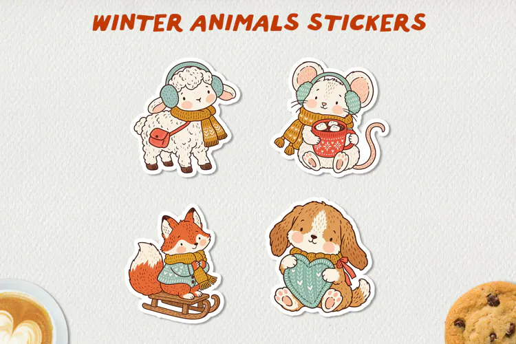 Cute Winter Animal Sticker PNG | Cozy Animal Clipart