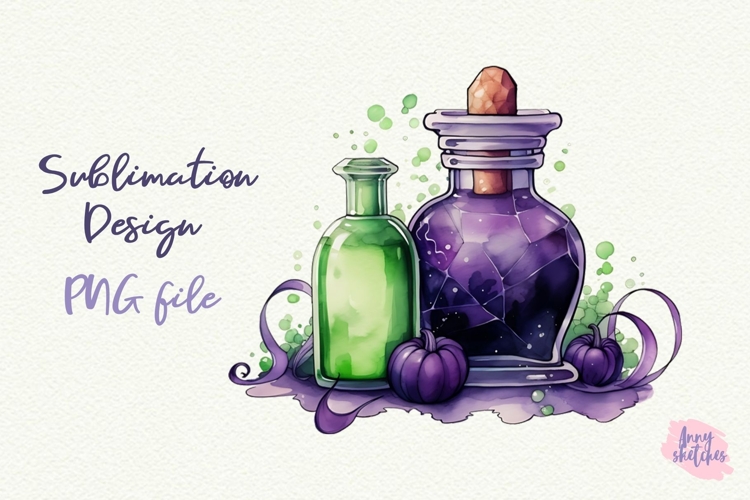 Halloween Potion Clipart Witchy Watercolor PNG