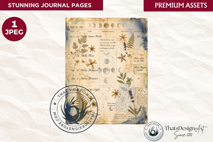 Botanical Herbarium Junk Journal digital paper textured