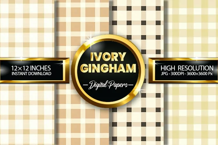 Ivory Gingham Digital Papers - 04 Variations