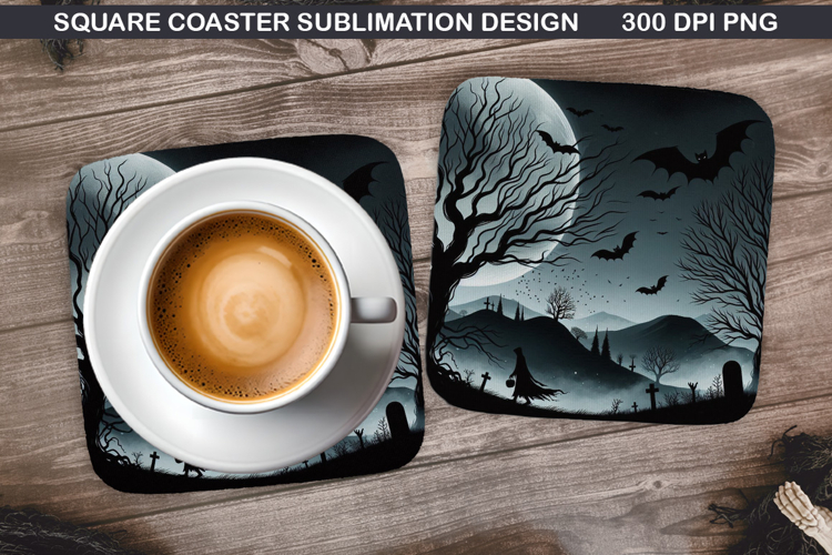 Halloween Coaster Sublimation, Halloween Coaster PNG Design