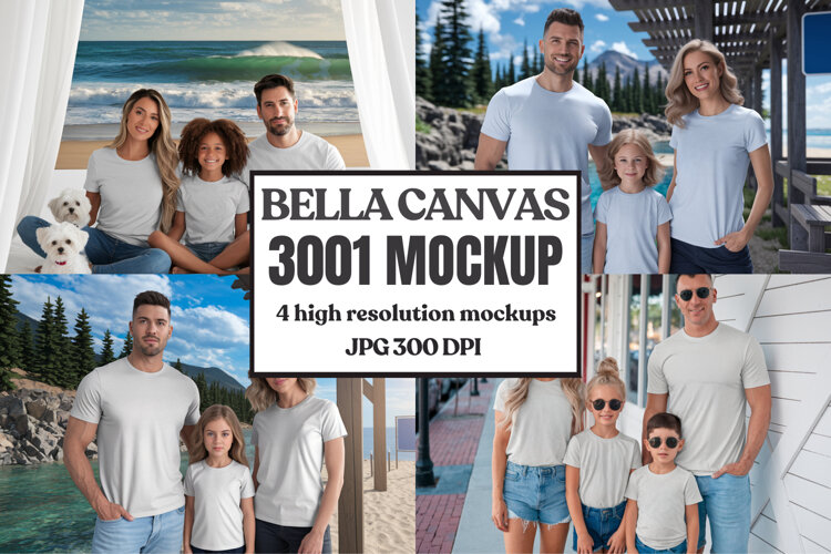 Bella Canvas 3001 Family Group T-Shirt Mockup example image 1