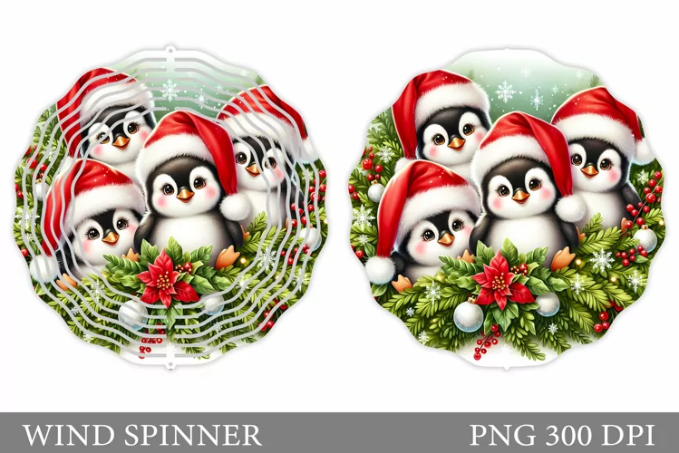 Christmas Penguin Wind Spinner. Christmas Wind Spinner