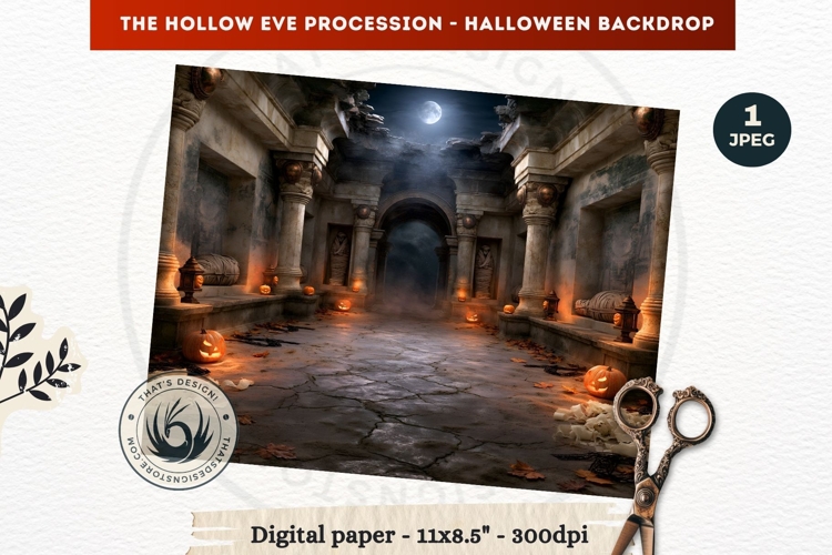 Gothic Halloween background - Hollow Eve Procession Backdrop