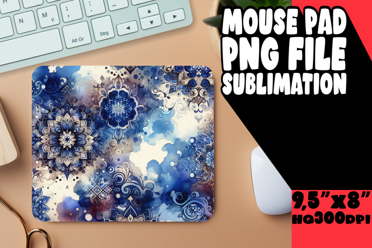 Blissful Mouse Pad Designs PNG, Watercolor Patter
