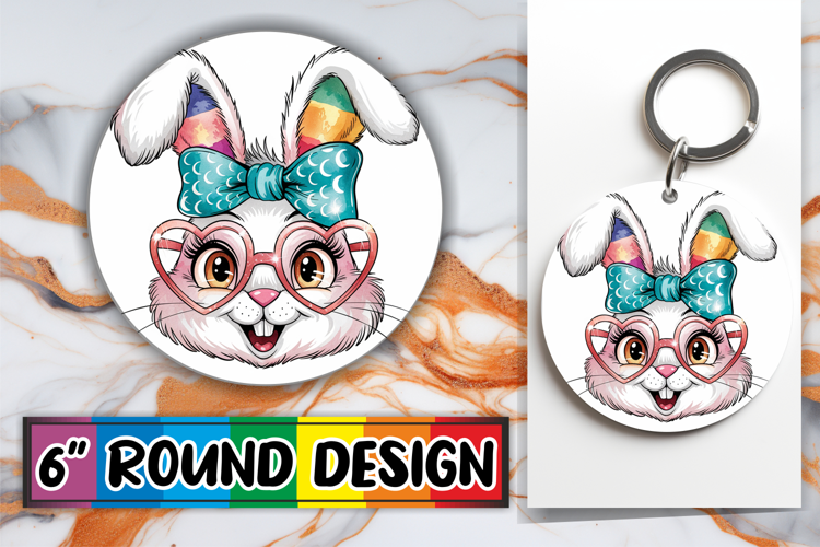 Radiant Round Coaster Design, Easter Bunny