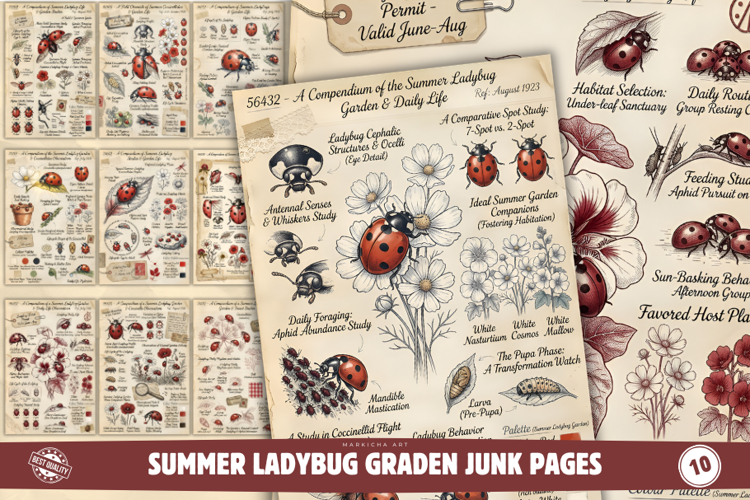 Summer Ladybug Graden Junk Pages example image 1
