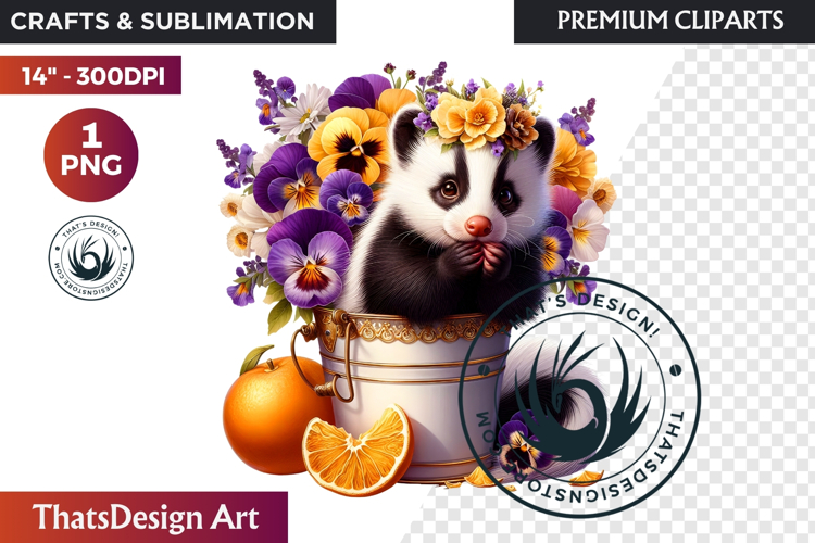 Autumn Cute animal in a bucket clipart Pumpkin thanksgiving