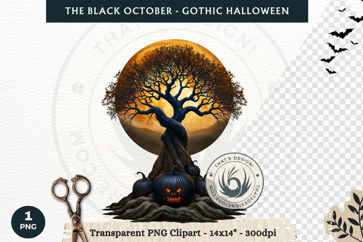 The Black October Gothic Halloween Clipart, Horror character