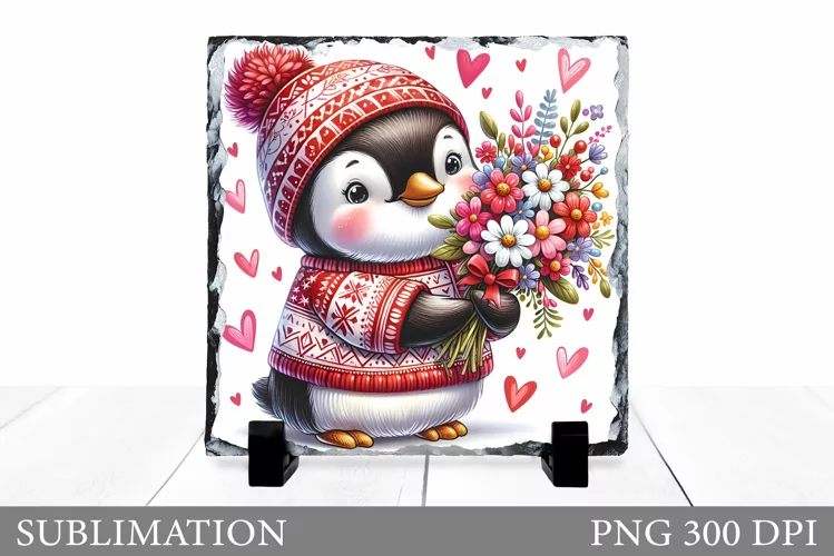 Cute Penguin Sublimation. Christmas Penguin Slate Design