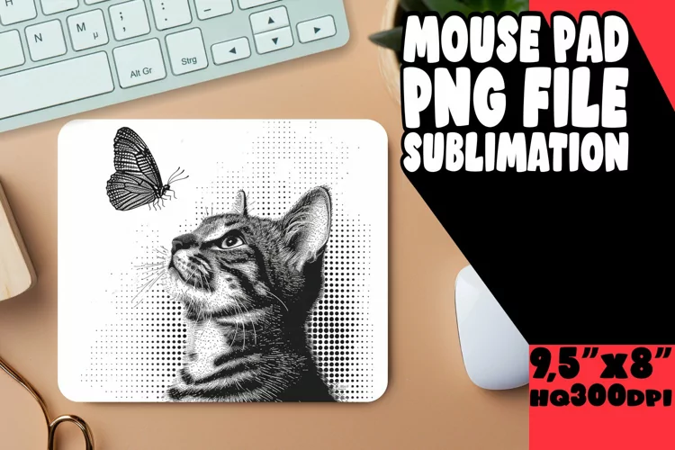 Cute Cat Portrait Mouse Pad