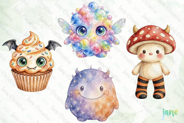 Cute Whimsical Monster Clipart example image 1