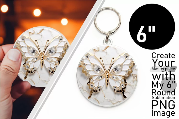 3D Butterfly Elegance: Glossy Keychain Sublimation