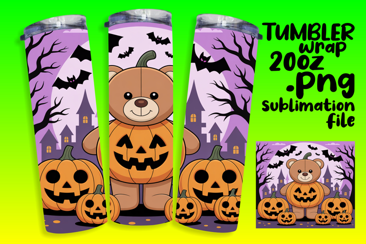 SLEEK 20oz Sublimation Tumbler Template , Cute Bear