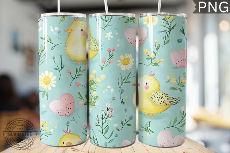 Spring Easter Tumbler Wrap - High Quality 300 Dpi