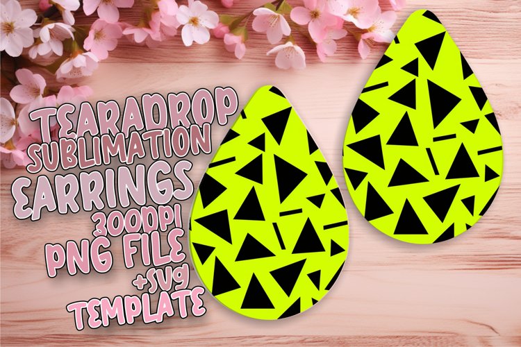 Neon Radiance Teardrop Earring Sublimation Design