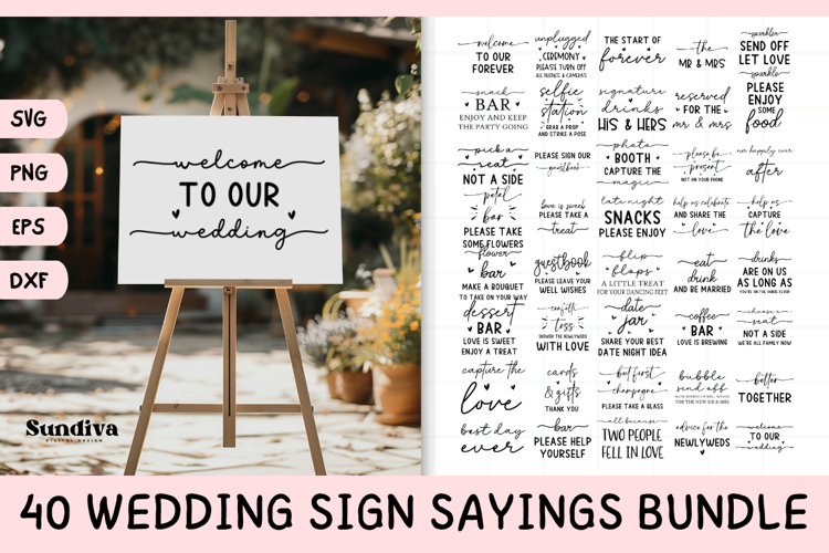 40 Wedding Sign Sayings SVG Bundle