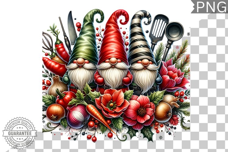 Christmas kitchen Gnome Sublimation - Clipart PNG Design example image 1