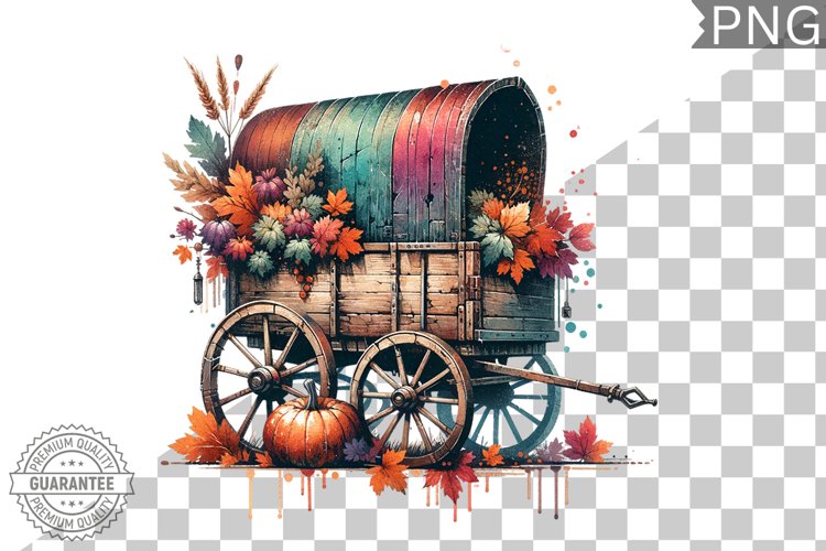 Fall Wagon Garden Sublimation - Fall Clipart PNG Design