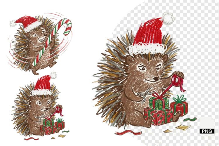 Christmas Hedgehog Clipart