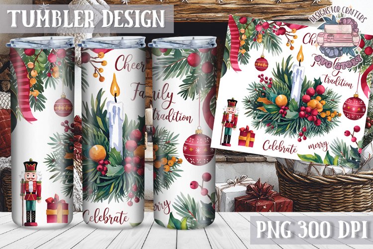 Sublimation Tumbler WRAP Christmas Design Quote Watercolor