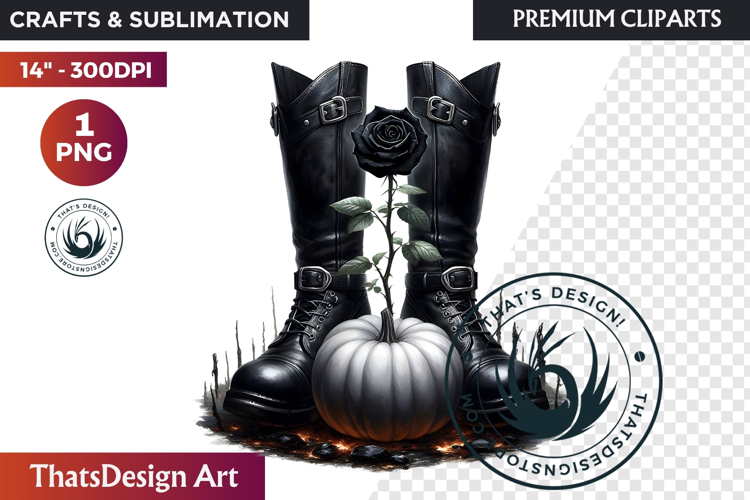 Halloween Character Boots - Spooky Gothic Clipart PNG