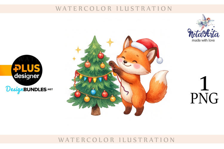 Illustration of a cute Christmas fox