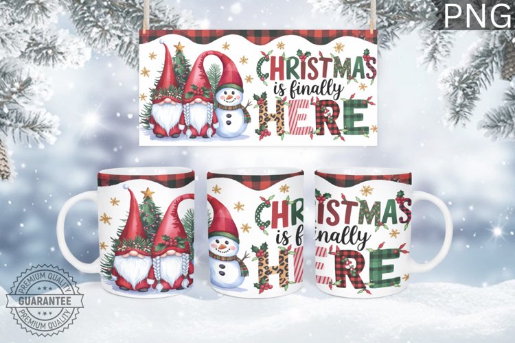 Gnome Is Mug Wrap Design-Christmas Gnome Sublimation