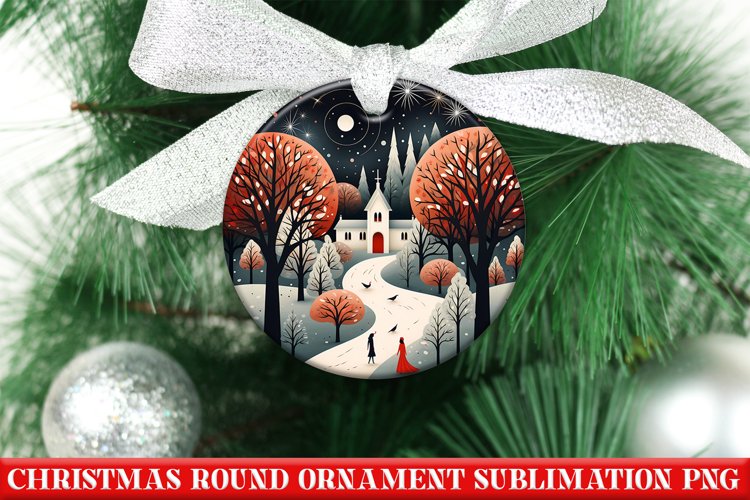 Christmas Round Ornament PNG | Santa | Sublimation | PNG
