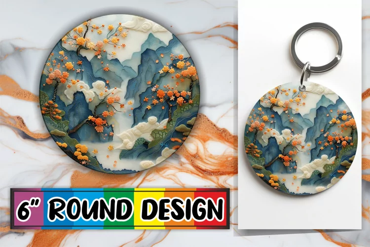 Springtime Beauty Sublimation Circle Kaychain Landscape