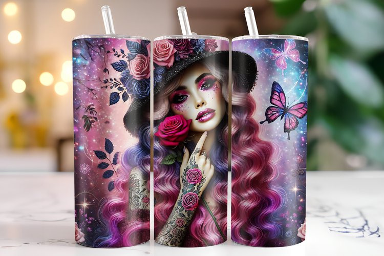 Girl & Flower Tumbler Wrap | Sublimation | Tumblers