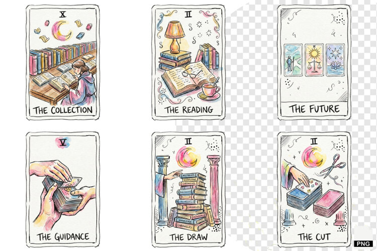 Reading Tarot Cards PNG example image 1