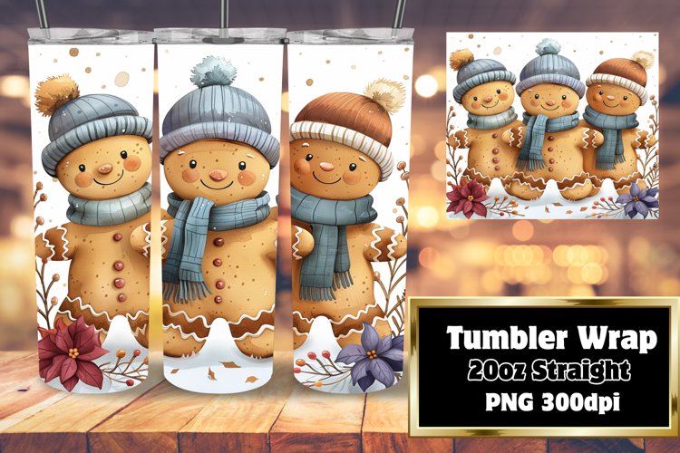 Gingerbread Tumbler Sublimation 20oz Holiday Wrap