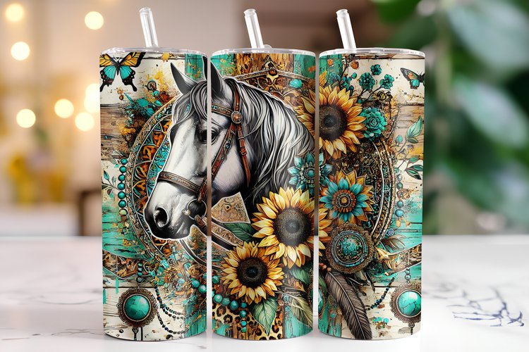 Horse & Sunflower Tumbler Wrap | Sublimation | Tumblers