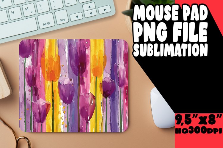 Sleek Stripe & Petal Mouse Mat - Minimalist Chic example image 1