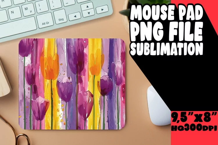 Sleek Stripe & Petal Mouse Mat - Minimalist Chic