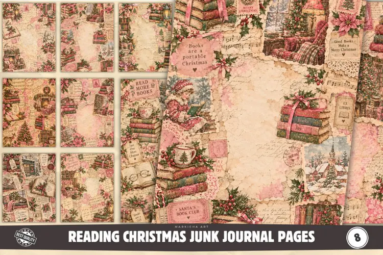 Reading Christmas Junk Journal Pages