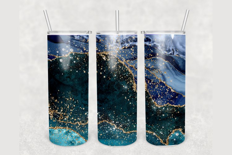 Navy Blue Marble Gold Glitter Agate 20oz tumbler sublimation